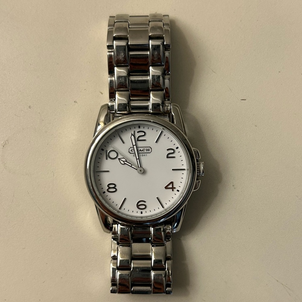 Coach Sydney Watch Silver Women’s Bracelet Stainless Steel White Face